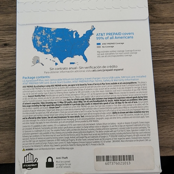 Brand New LG Xpression Plus 16GB 5.3" Smartphone AT&T Prepaid Moroccan Blue New - Picture 2 of 4